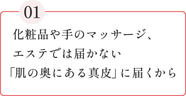 化粧品や手のマッサージ、エステでは届かない「肌の奥にある真皮」に届くから